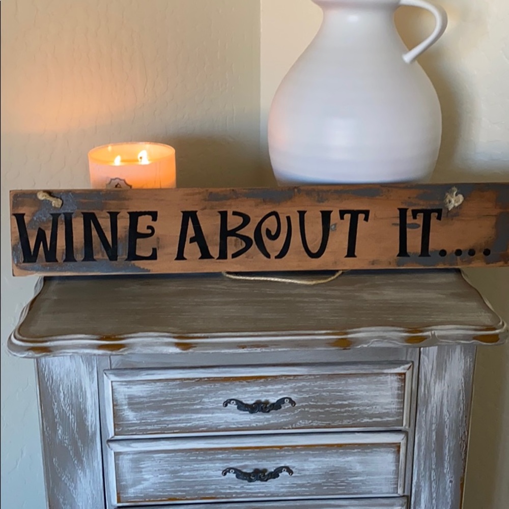 Rustic handmade wooden Wine sign 🍾